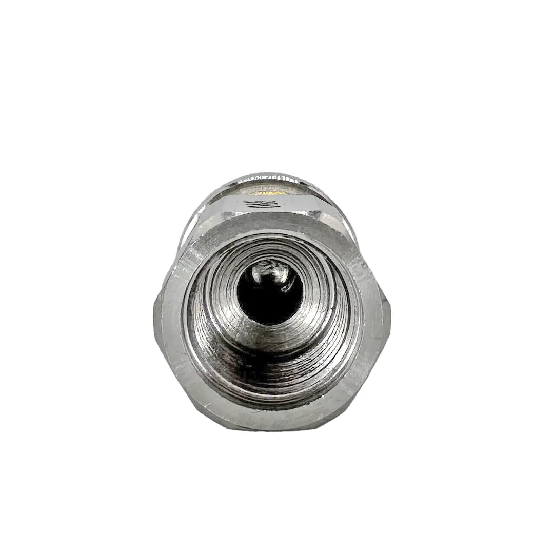 Spinning Jetting for Drain Line Cleaning - 1/4" NPT, 4000 PSI, 045 Orifice, straight-on view into the female threaded inlet and central opening