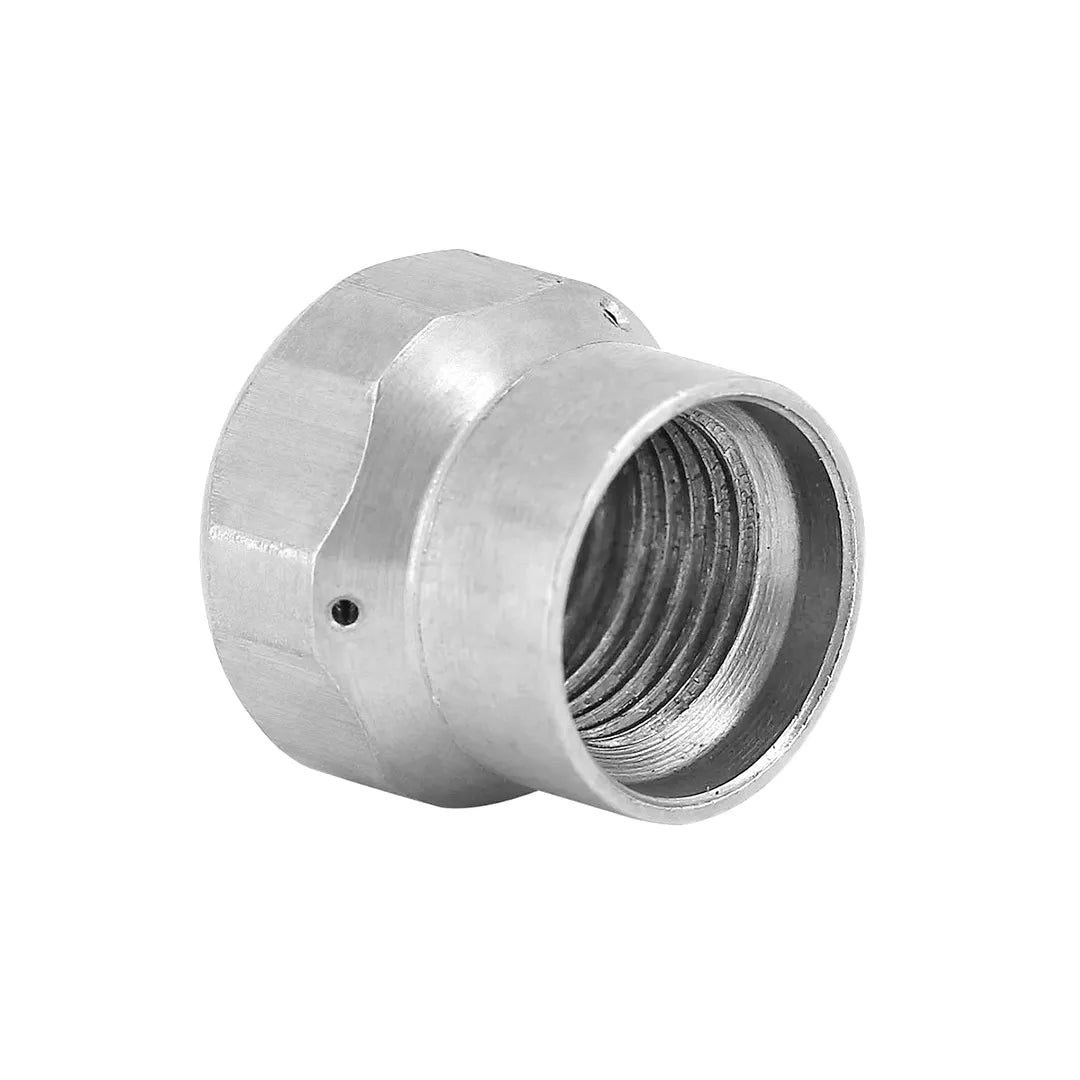 Drain Jetter Laser Tip - 1/8" NPT Thread, 3000 PSI, 045 Orifice Size, angled rear view showing the female threads, rounded body and side jet port