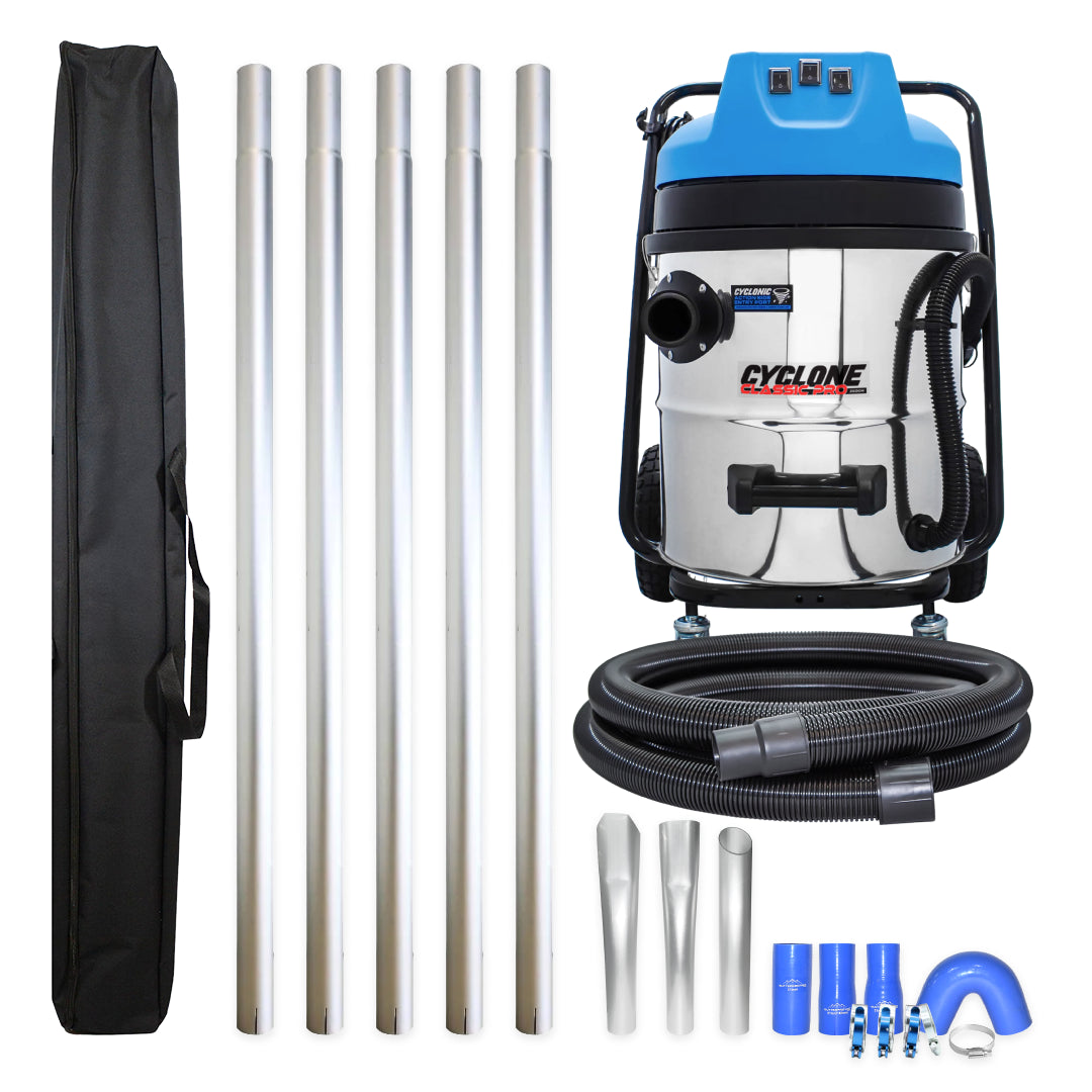 16 Gallon Cyclone Classic Pro Gutter Vacuum, 20 Foot Aluminum Gutter Poles and Carry Bag
