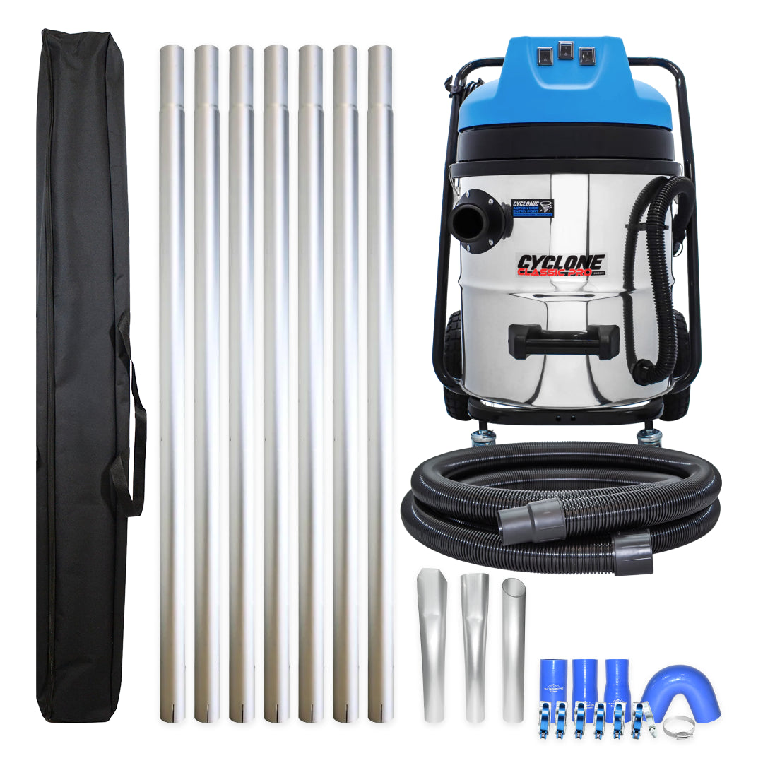 16 Gallon Classic Cyclone Gutter Vacuum with 28 Foot Aluminum Gutter Poles and Pole Bag