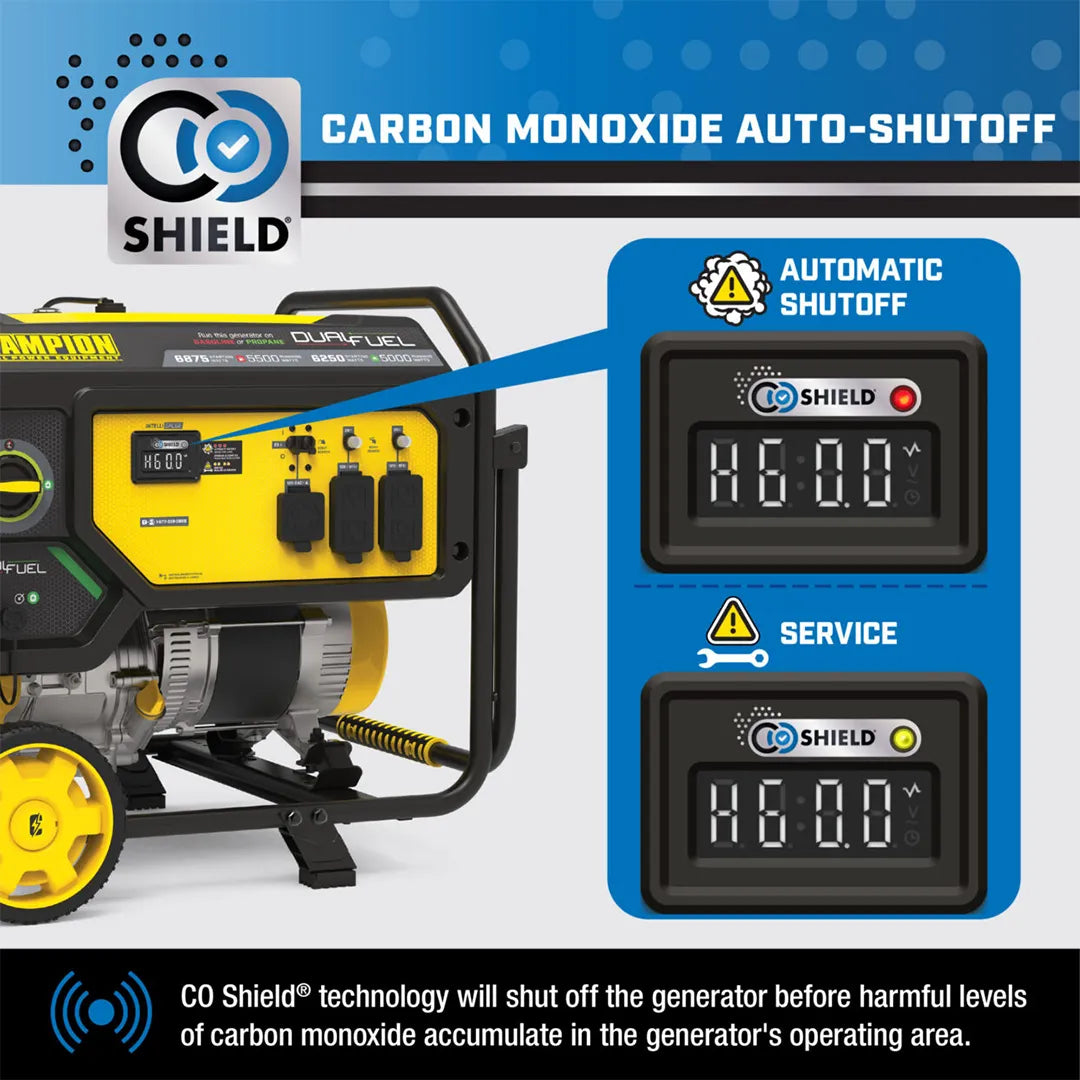 Champion 5500W Dual Fuel Generator with Carbon Monoxide CO Shield