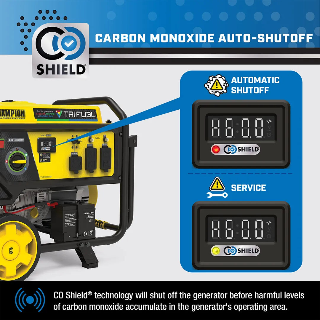 Champion 6500W Tri Fuel Generator with CO Shield & Electric Start