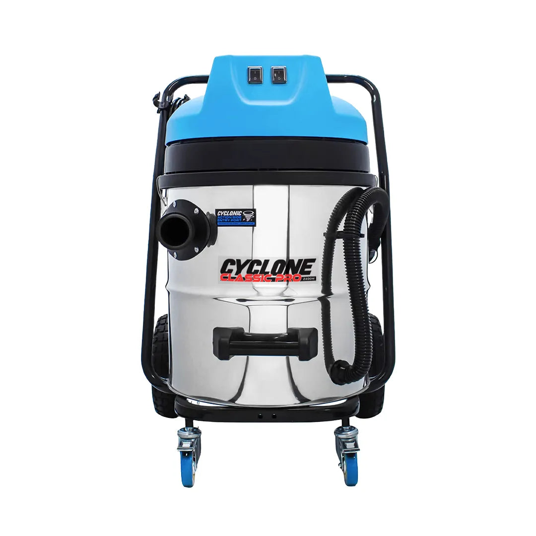 16 Gallon Cyclone Classic Pro 2200W Stainless Steel Residential Gutter Vacuum, 28 Foot Carbon Clamping Pole Kit and Bag