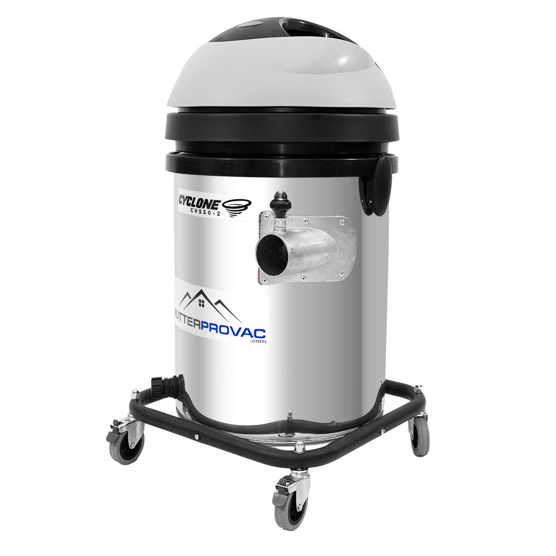 13 Gallon Cyclone 2200W Stainless Steel Residential Gutter Vacuum, 20 Foot Carbon Clamping Pole Kit and Bag