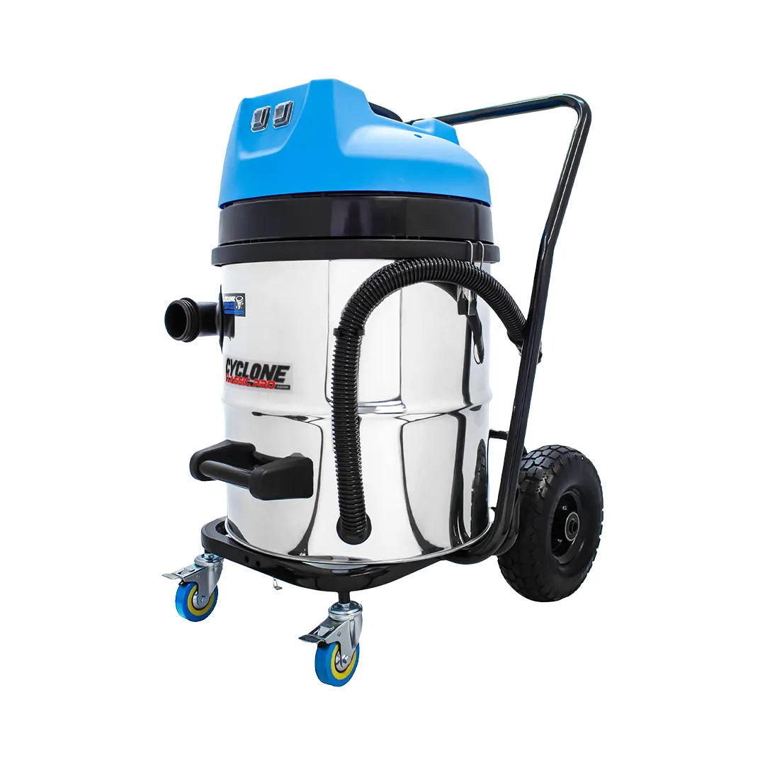 16 Gallon Cyclone Classic Pro 2200W Stainless Steel Residential Gutter Vacuum, 28 Foot Carbon Clamping Pole Kit and Bag
