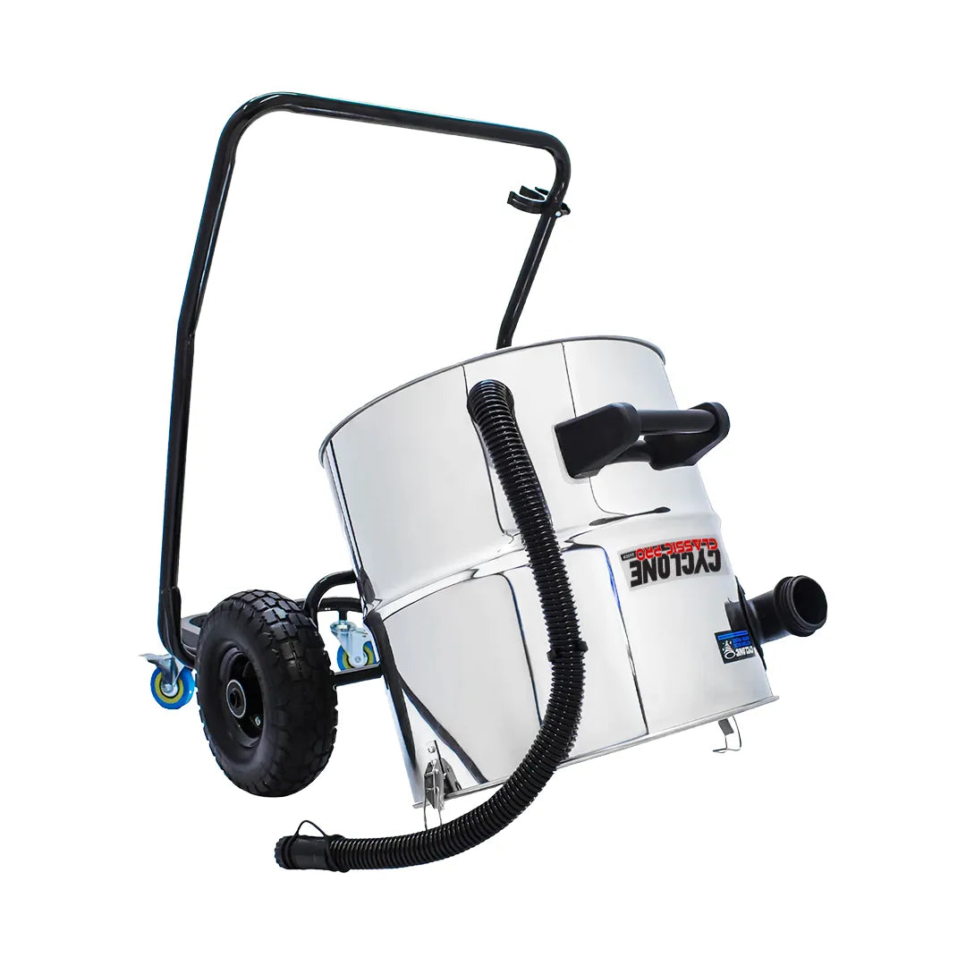 16 Gallon Cyclone Classic Pro 2200W Stainless Steel Residential Gutter Vacuum, 28 Foot Carbon Clamping Pole Kit and Bag