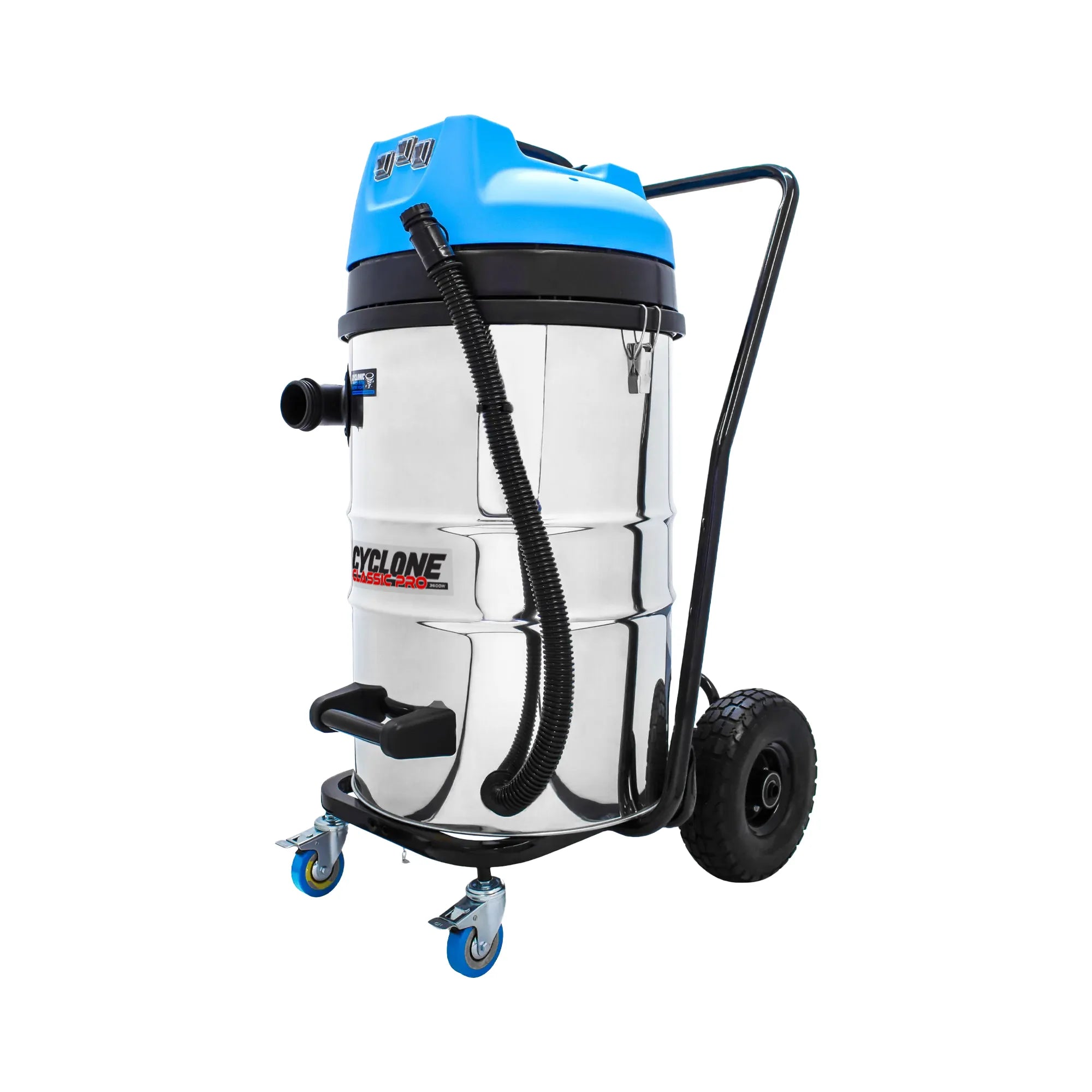 20 Gallon Cyclone Classic Pro 3600W Stainless Steel Commercial Gutter Vacuum, 40 Foot Aluminum Pole Kit, Bag and Camera