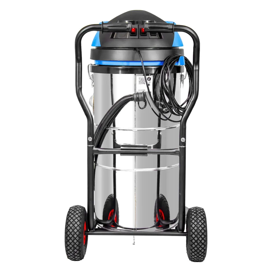 27 Gallon Cyclone II 3600W Stainless Steel Commercial Gutter Vacuum, 28 Foot Carbon Clamping Pole Kit and Bag