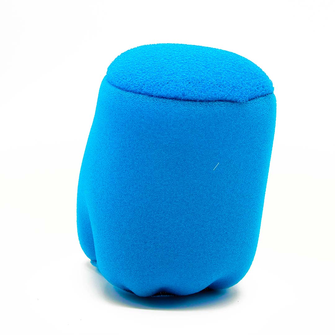 Blue foam filter on a white background