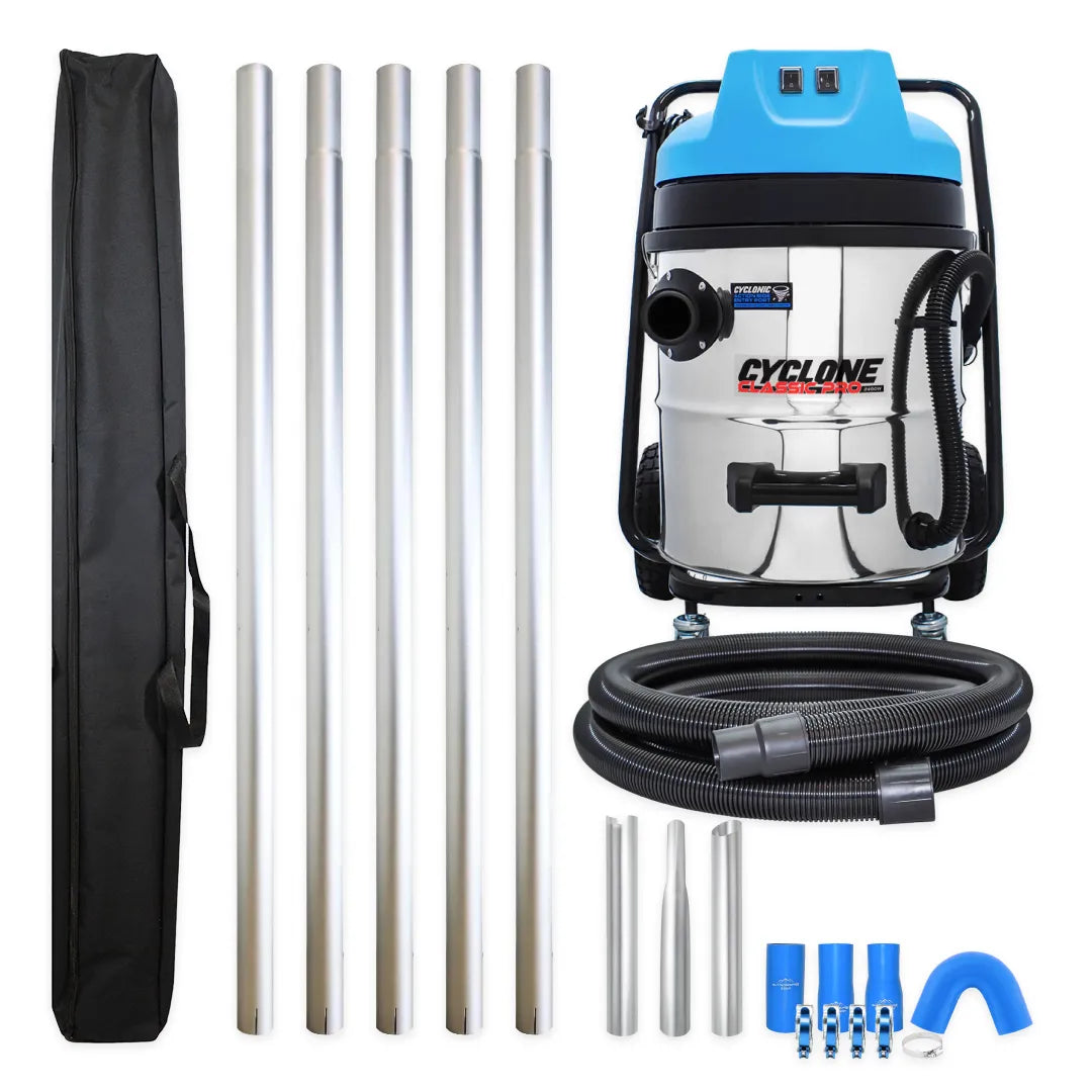 Cyclone Classic Pro 16 Gallon 2400W Gutter Vacuum System with 20ft Aluminum Poles and Pole Carry Bag