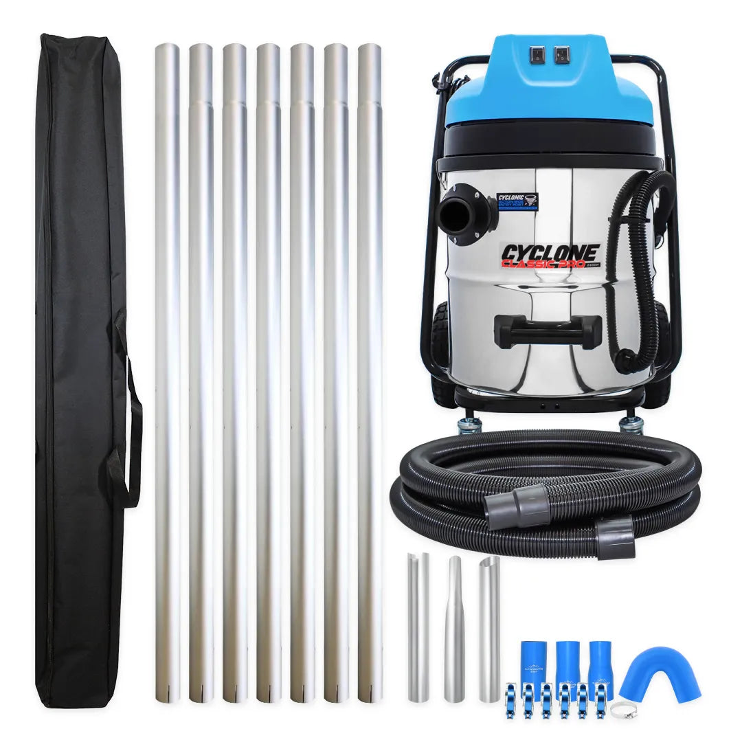 Cyclone Classic Pro 16 Gallon 2400W Gutter Vacuum System with 28ft Aluminum Poles and Pole Carry Bag
