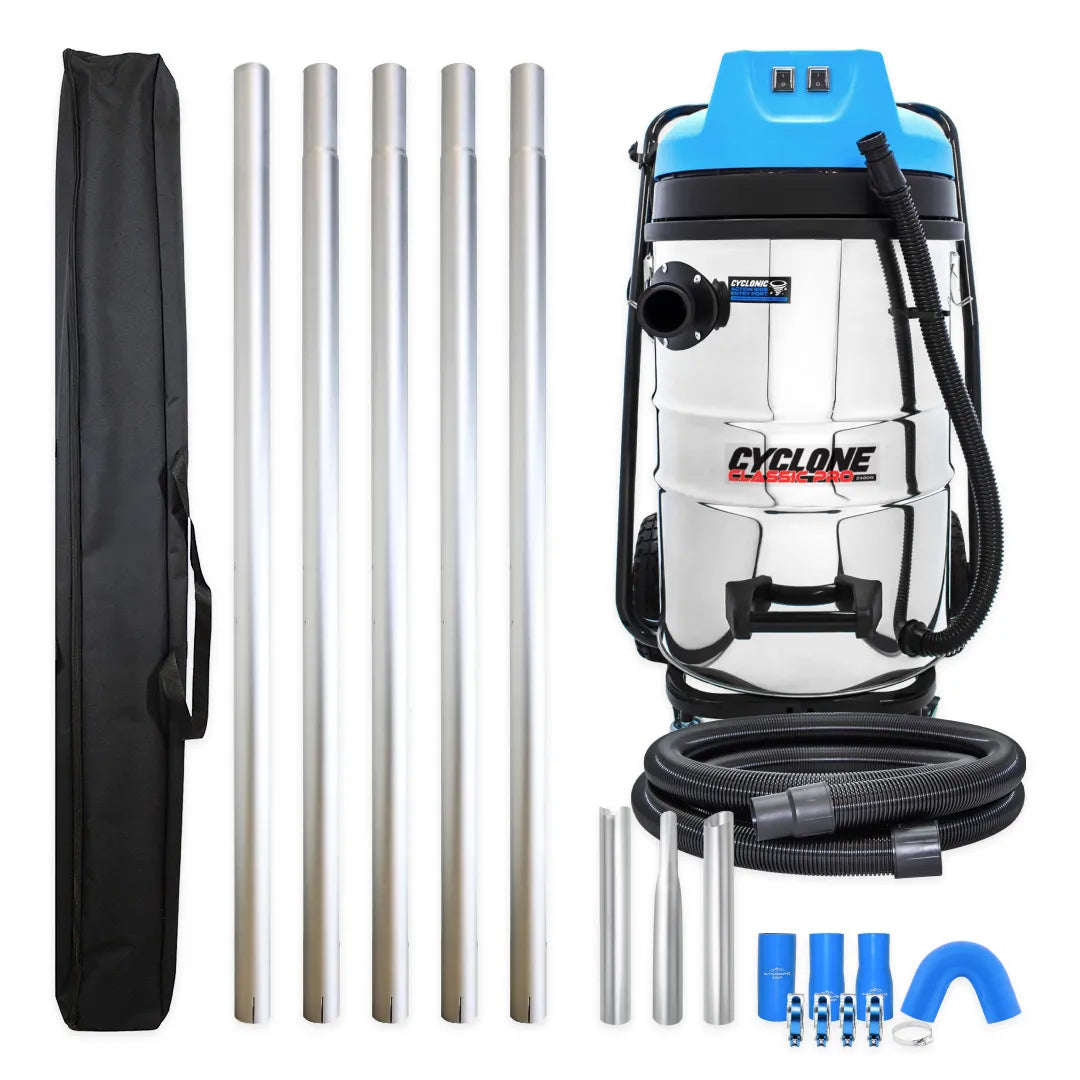 Classic Cyclone Pro 20 Gallon 2400W Residential Gutter Vac System with 20ft Aluminum Pole Kit and Pole Bag