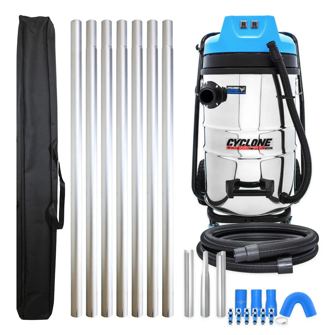 Classic Cyclone Pro 20 Gallon 2400W Residential Gutter Vacuum System with 28ft Aluminum Pole Kit and Pole Bag