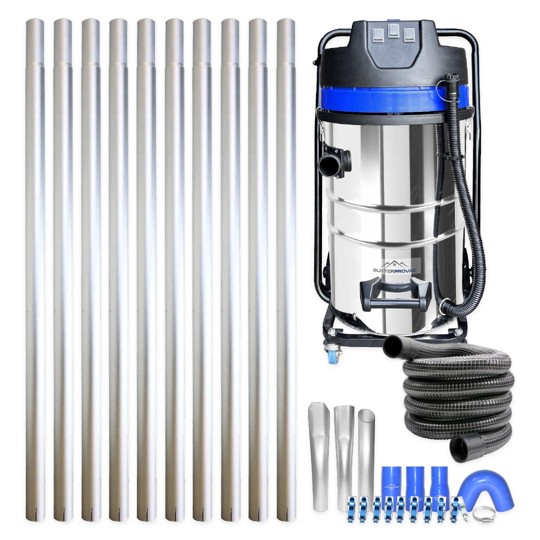 20 Gallon Classic Cyclone Gutter Vacuum, 40 Foot Aluminum Gutter Poles and 50 Foot Vacuum Hose