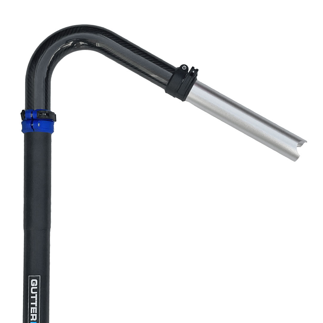 Side view of notched gulper nozzle attached to carbon swan neck and gutter vacuum pole