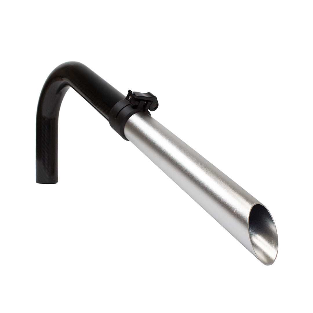 Carbon swan neck with attached angle round nozzle and clamp for gutter vacuum system