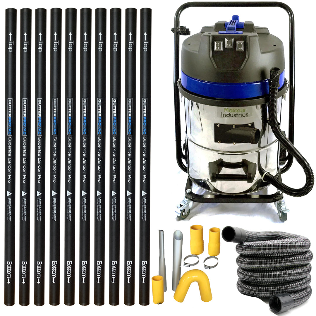 16 Gallon Classic Cyclone Gutter Vacuum with 40 foot (3 story) Carbon Gutter Poles with 2" 50 Foot Hose kit