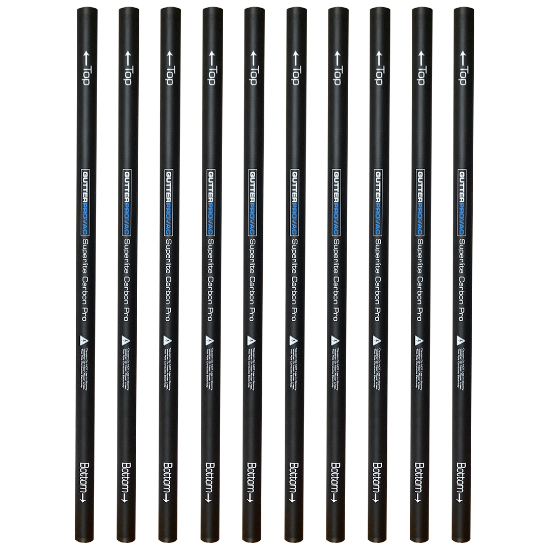 40 foot reach (3 story) carbon tapered "push fit" gutter cleaning poles with accessories. (10 pcs x 4 foot pole)