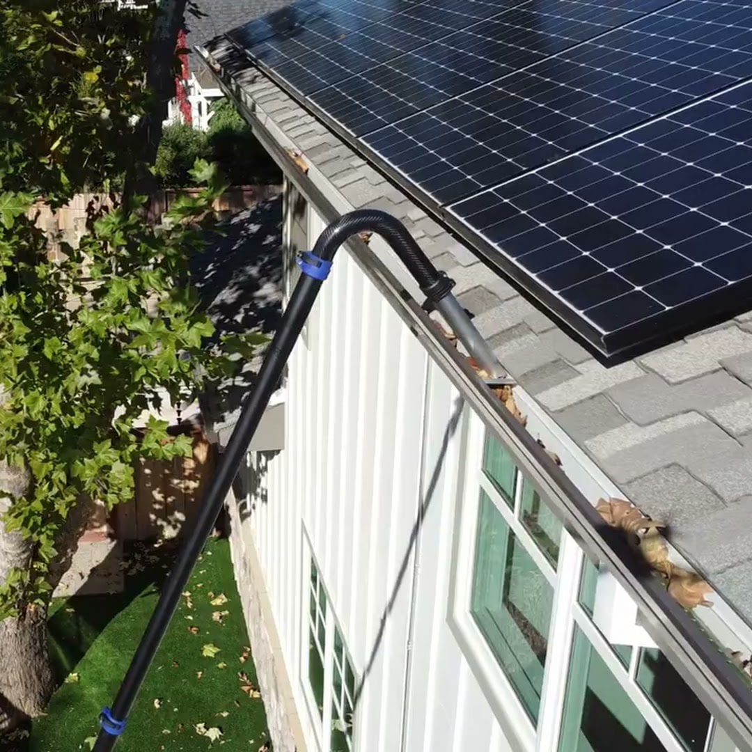 Side view of notched gulper nozzle attached to carbon swan neck and gutter vacuum pole