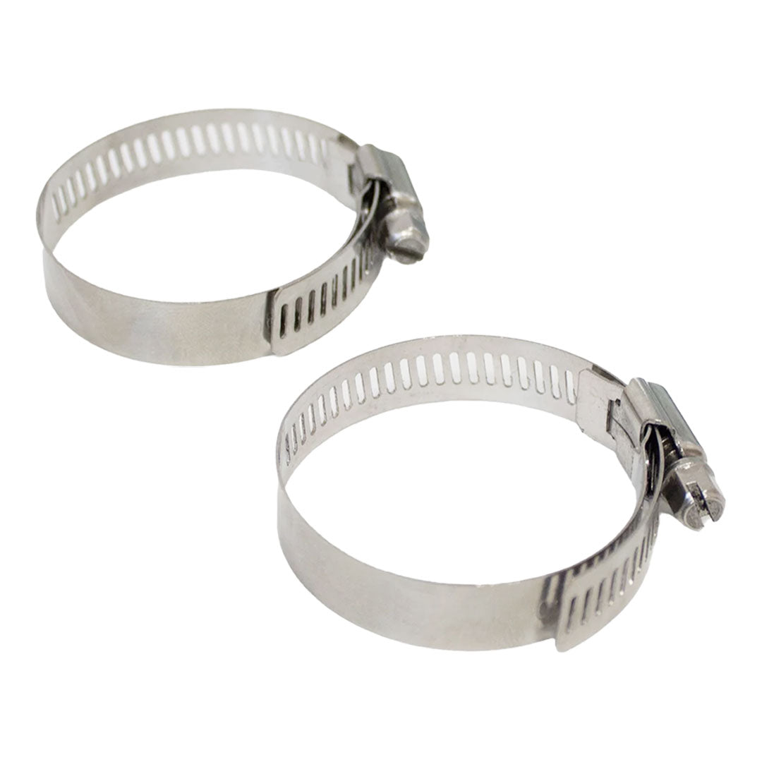 Steel Jubilee Clips with screw-tight mechanism for attaching gutter vac poles securely