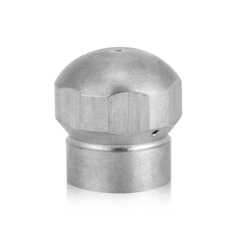 Drain Jetter Laser Tip - 1/8" NPT Thread, 3000 PSI, 045 Orifice Size, upright view showing the silver domed hex head, cylindrical base and side jet port