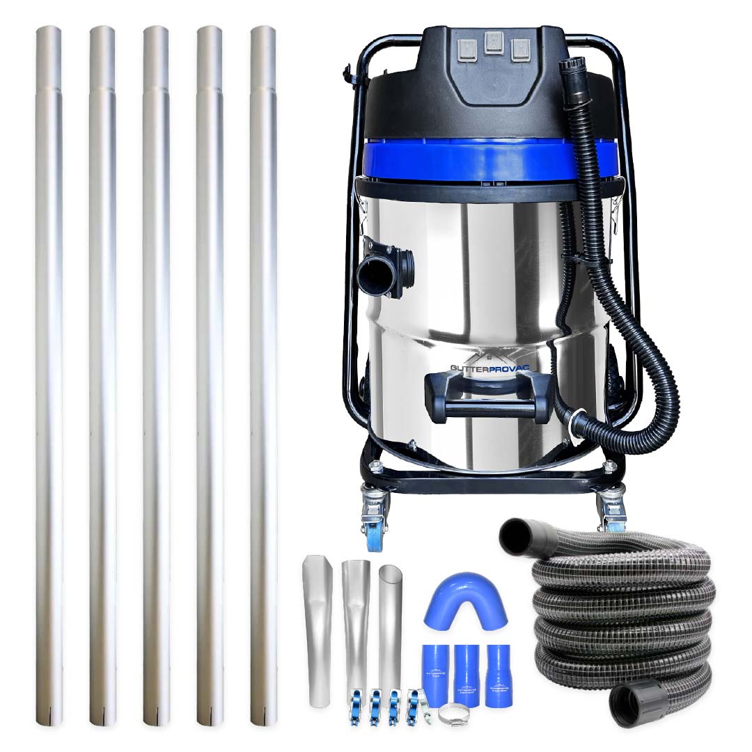 16 Gallon Classic Cyclone Gutter Vacuum, 20 Foot Aluminum Gutter Poles and 15 Foot Vacuum Hose