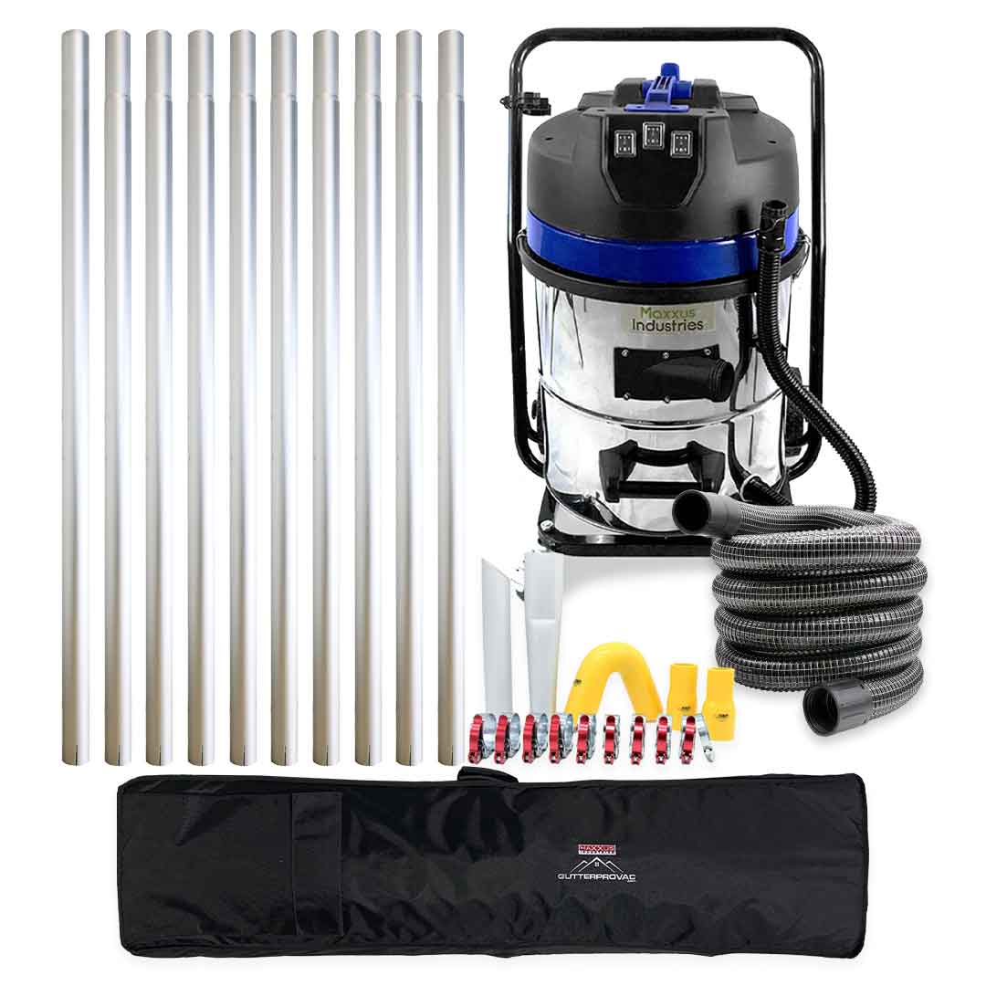 16 Gallon Classic Cyclone Gutter Vacuum, 40 Foot Aluminum Gutter Poles, Pole Carry Bag and 25 Foot Hose