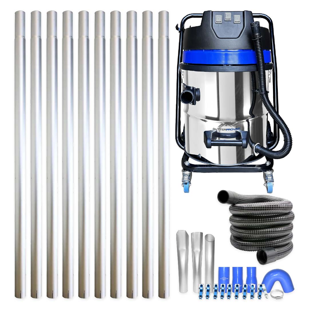 16 Gallon Classic Cyclone Gutter Vacuum, 40 Foot Aluminum Gutter Poles and 15 Foot Vacuum Hose