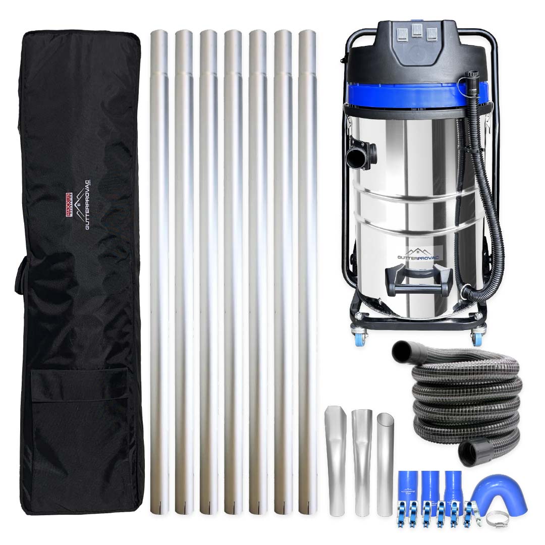 20 Gallon Classic Cyclone Gutter Vacuum with 28 Foot Aluminum Gutter Poles, 15ft Hose and Pole Bag