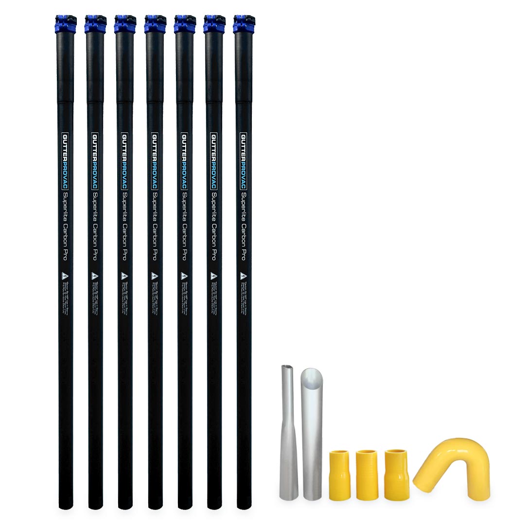 28 Foot Carbon Clamping Gutter Cleaning Poles with Nozzles and Adapters