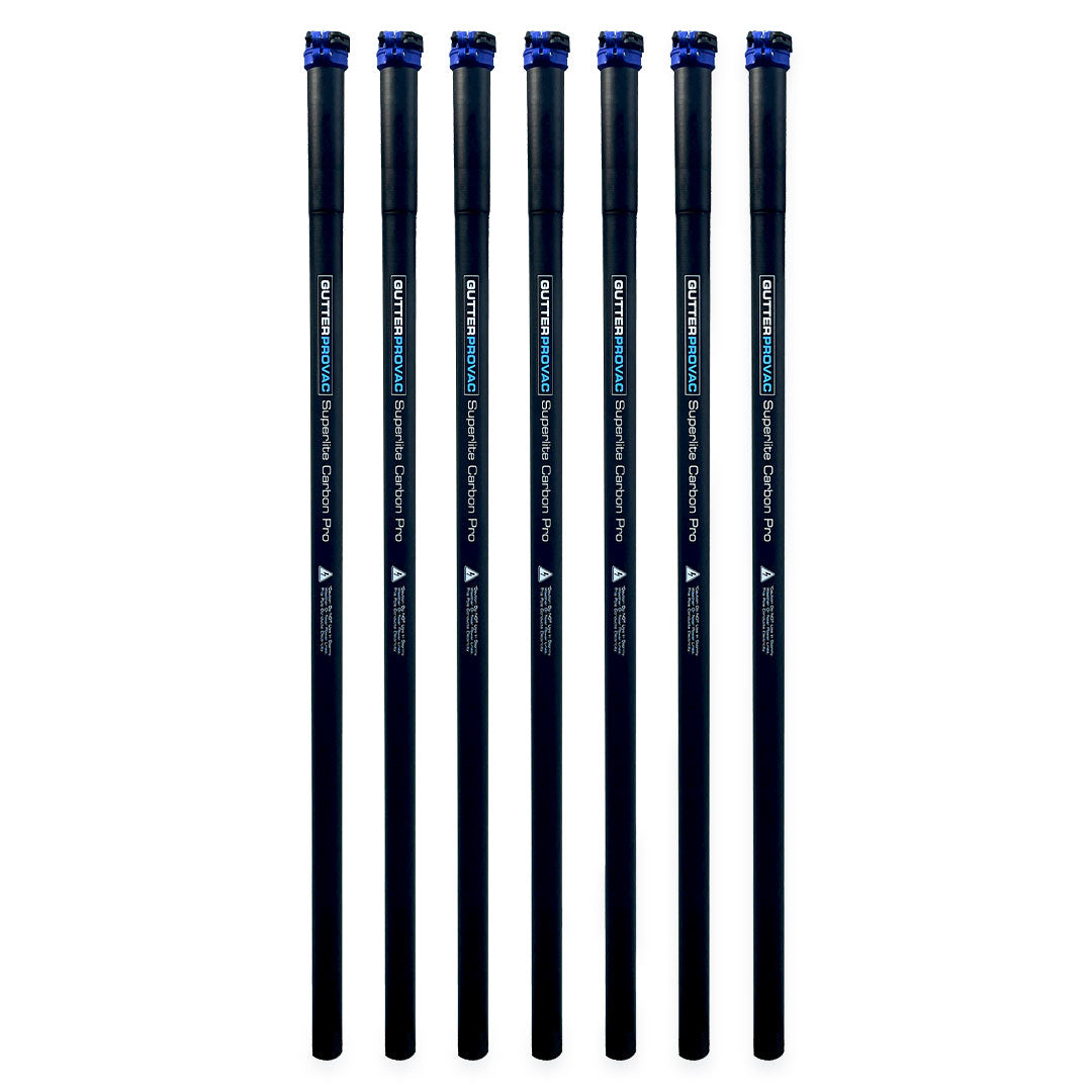 28 Foot Carbon Clamping Gutter Cleaning Poles with Nozzles and Adapters