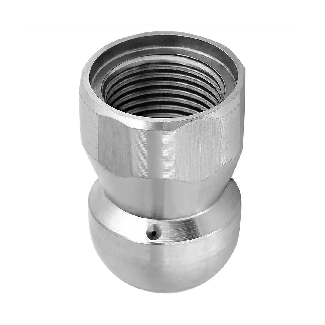 Drain & Downspout Jetting Nozzle - 3/8" NPT Female, 5500 PSI, 045 Jet Size, inverted view showing the female threaded inlet and side jet opening