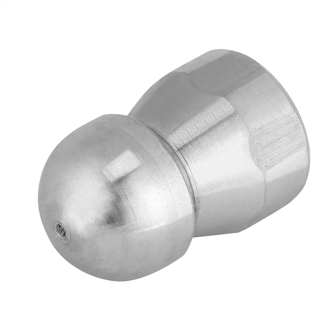 Drain & Downspout Jetting Nozzle - 3/8" NPT Female, 5500 PSI, 045 Jet Size, front angle showing the domed nose, centered jet opening and hex base