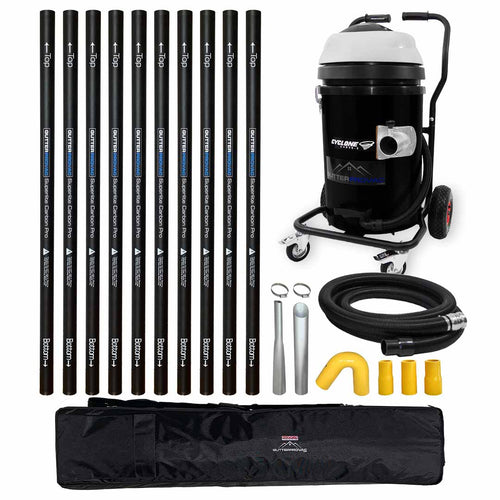 Cyclone II 3600W Polypropylene 20 Gallon Gutter Vacuum with 40 Foot Carbon Push Fit Poles and Bag Kit