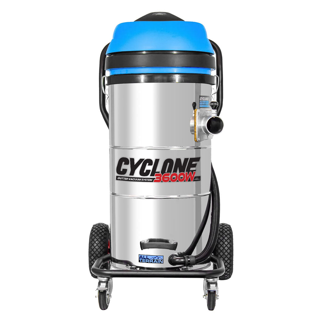 Cyclone II 3600W Stainless Steel 27 Gallon All Terrain Gutter Vacuum with 28 Foot Carbon Clamping Poles and Bag
