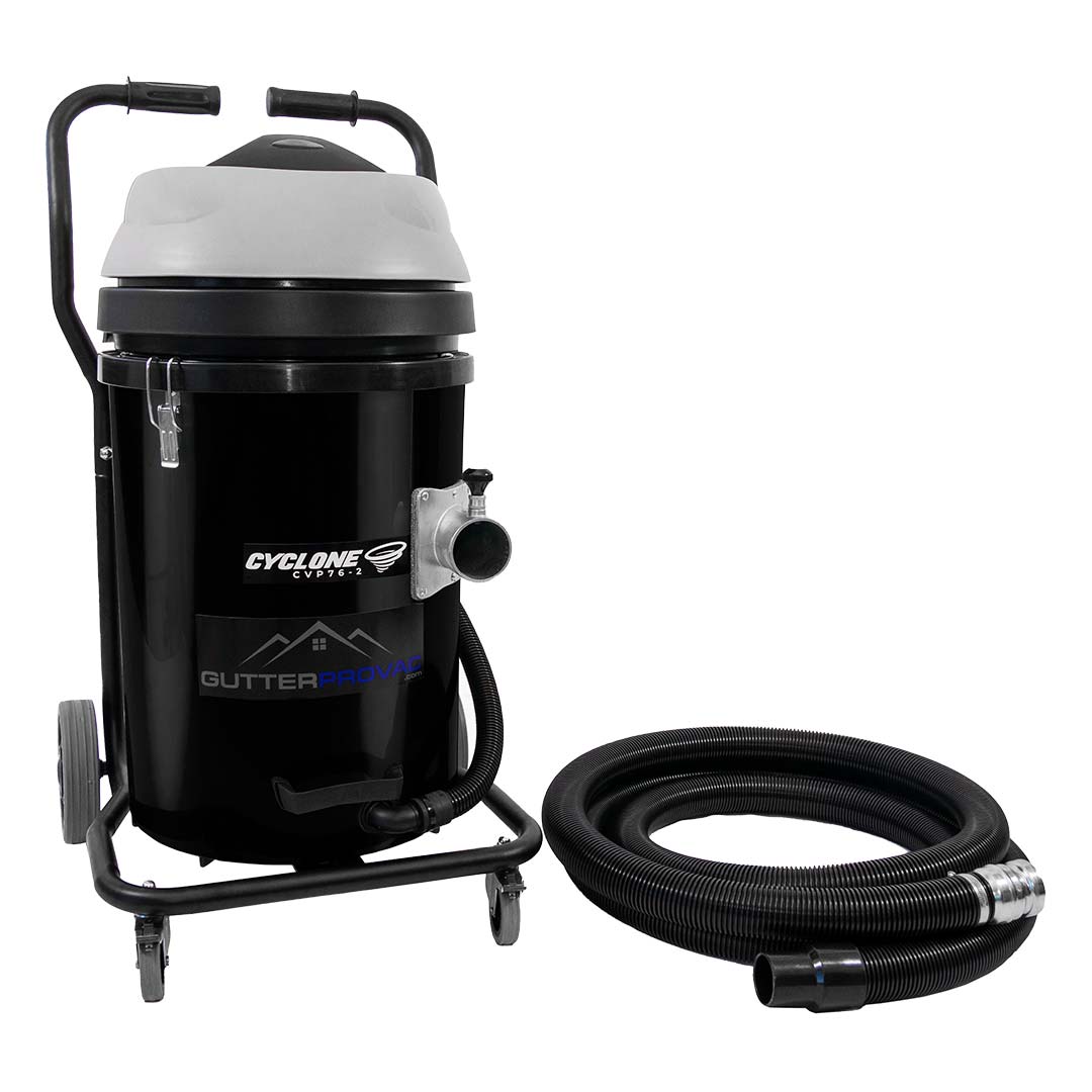 Cyclone 2400W 20 Gallon Polypropylene Domestic (120v) Gutter Vacuum with 28 Foot Carbon Clamping Poles, and Bag