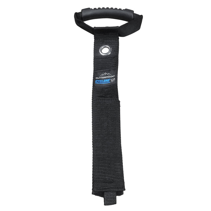 Cable organizer strap with black handle for bundling heavy-duty cords