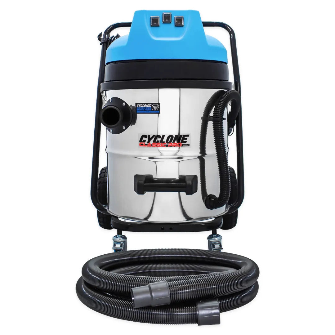 16 Gallon Cyclone Classic Pro 3600W Triple Motor 240V Stainless Steel Commercial Gutter Vacuum