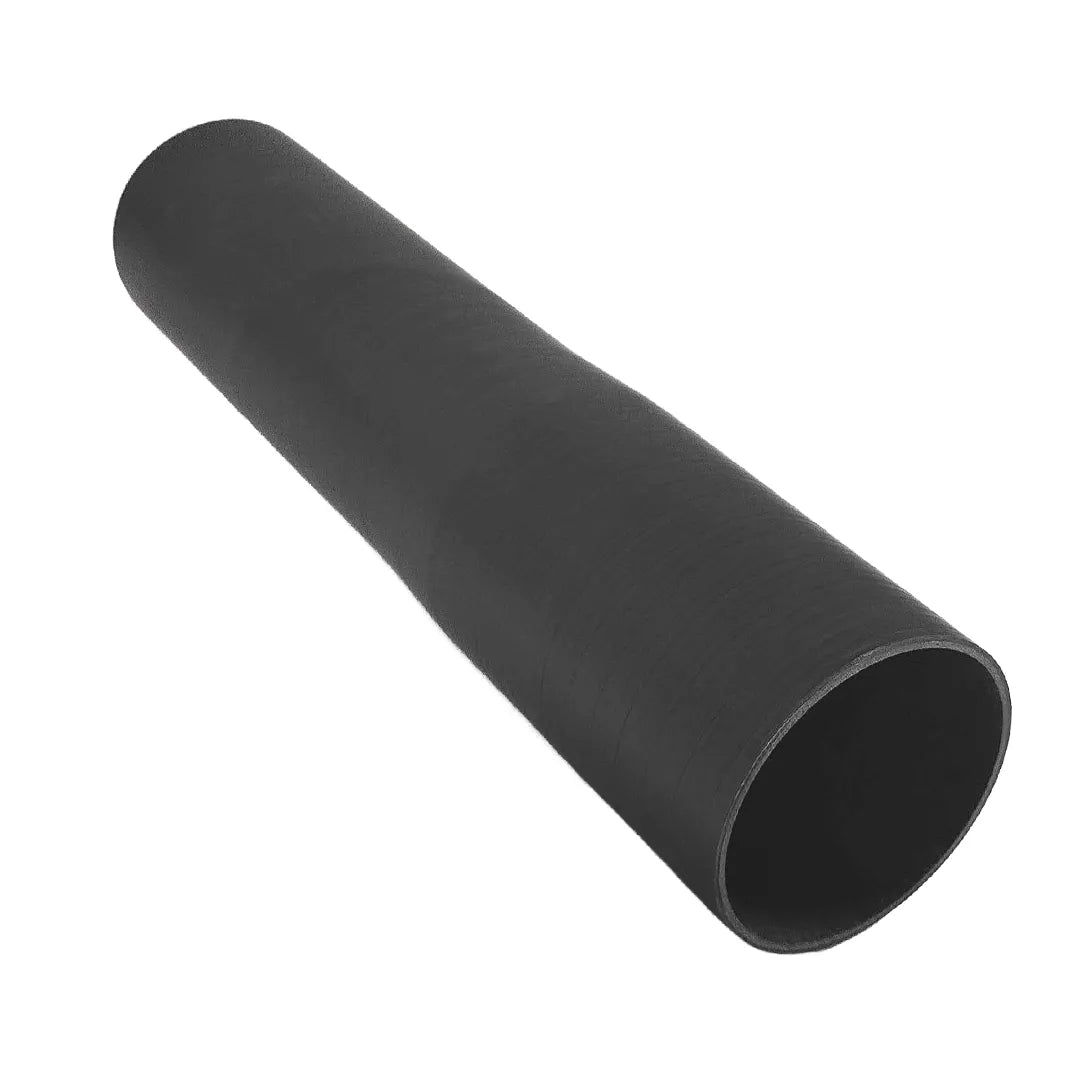 Diagonal view of a hollow, textured black silicone clamping pole adapter.