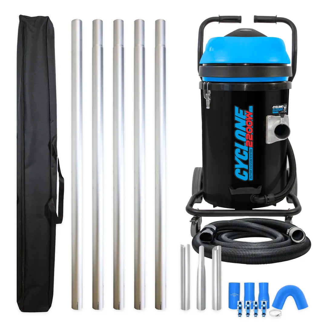 Cyclone 2200W 20 Gallon Domestic (120v) Gutter Vacuum with 20 Foot Aluminum Poles and Bag