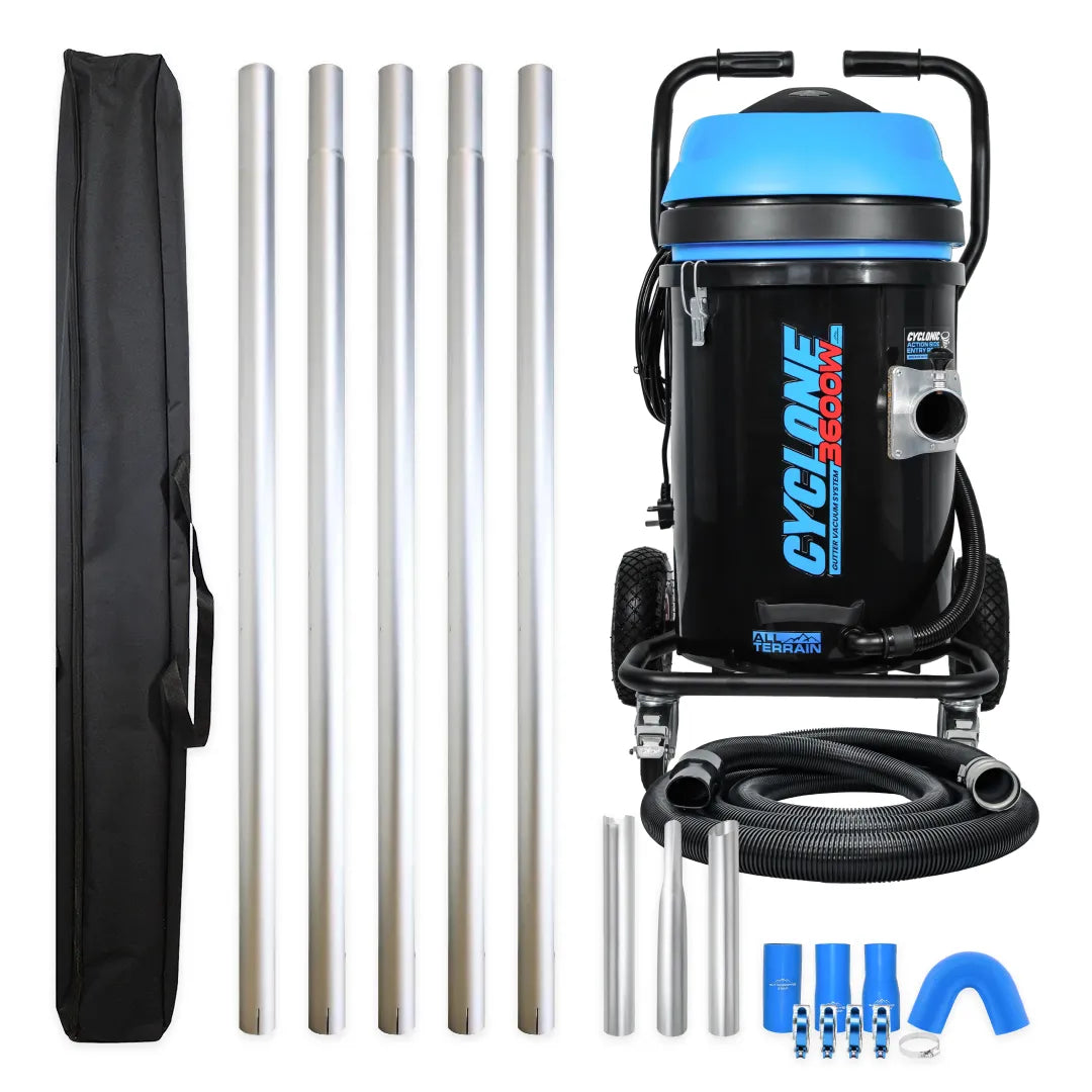 Cyclone II 3600W Polypropylene 20 Gallon Gutter Vacuum with 20 Foot Aluminum Poles and Bag