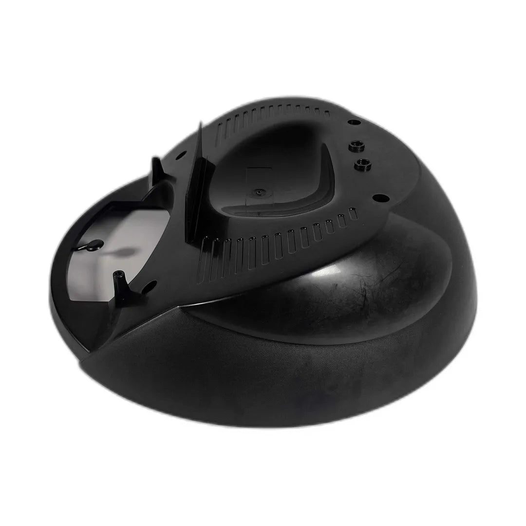 Cyclone motor head replacement cover, black plastic dome at an angle showing the curved exterior and recessed top with handle fin