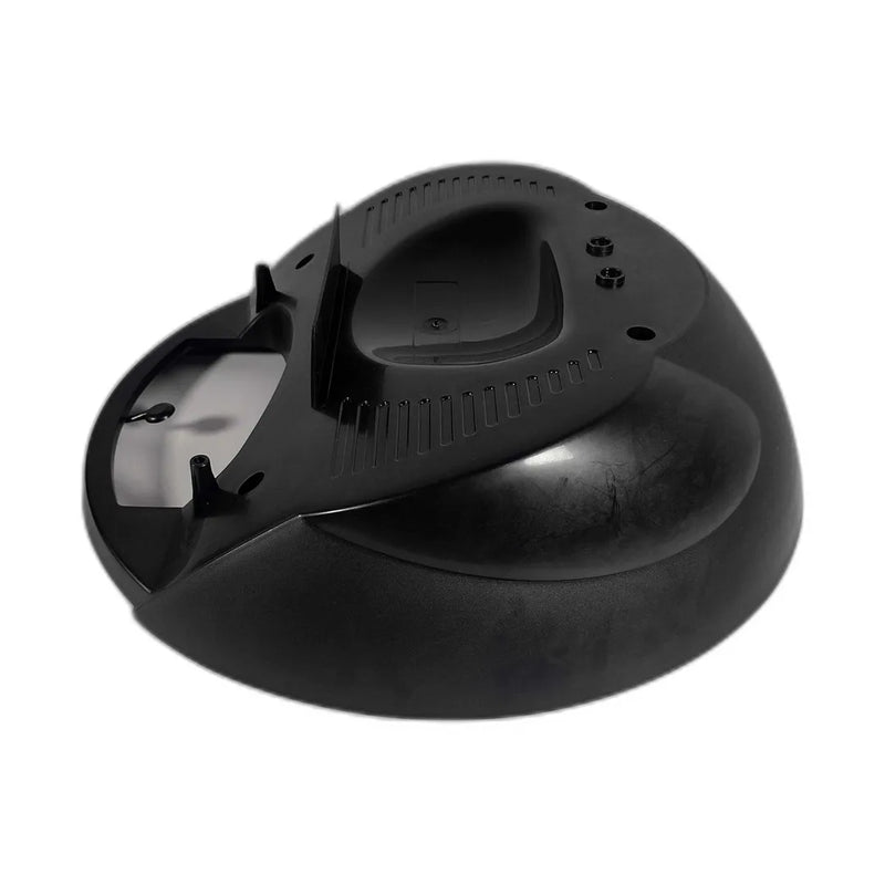 Cyclone motor head replacement cover, black plastic dome at an angle showing the curved exterior and recessed top with handle fin
