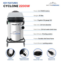 Domestic (120v) Gutter Vacuum "Cyclone" 2400W with 13 Gallon Stainless Steel Tank