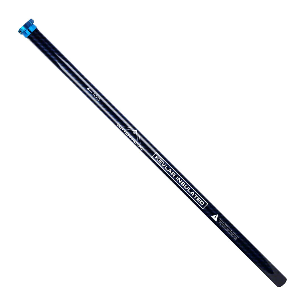 GutterProVac Kevlar insulated carbon fiber clamping gutter pole with a blue collar and woven carbon finish