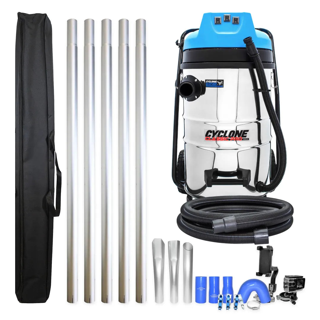 20 Gallon Classic Cyclone Gutter Vacuum with 20 Foot Aluminum Gutter Poles, 15ft Vacuum Hose, Pole Bag and Inspection Camera Kit