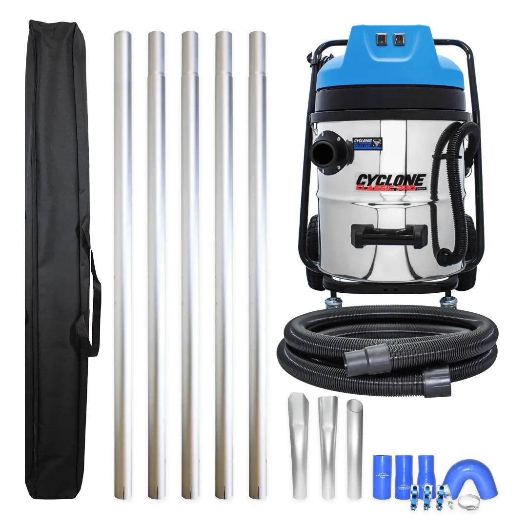 Cyclone Classic Pro 16 Gallon 2400W Gutter Vacuum System with 20ft Aluminum Poles and Pole Carry Bag