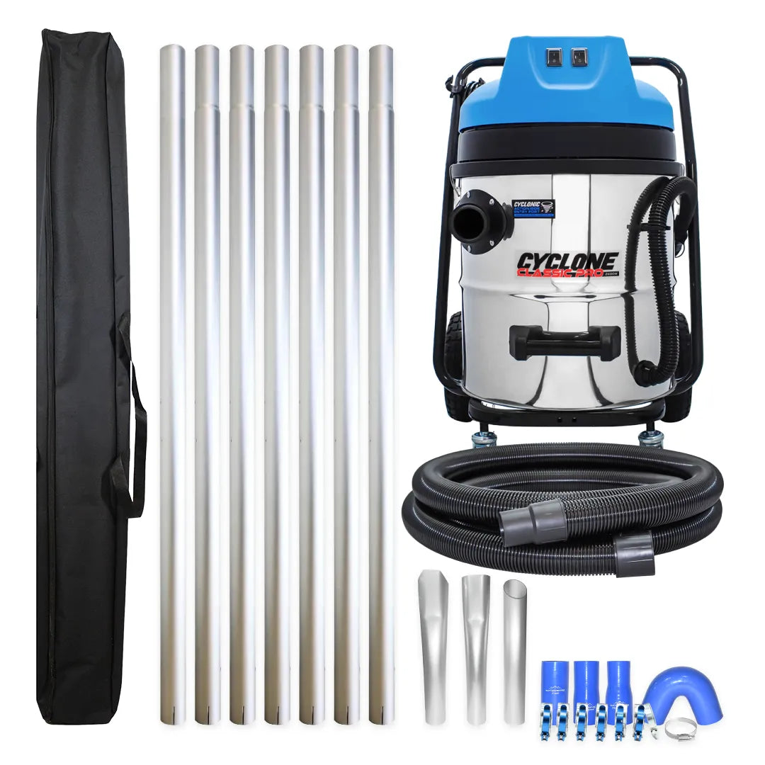 Cyclone Classic Pro 16 Gallon 2400W Gutter Vacuum System with 28ft Aluminum Poles and Pole Carry Bag