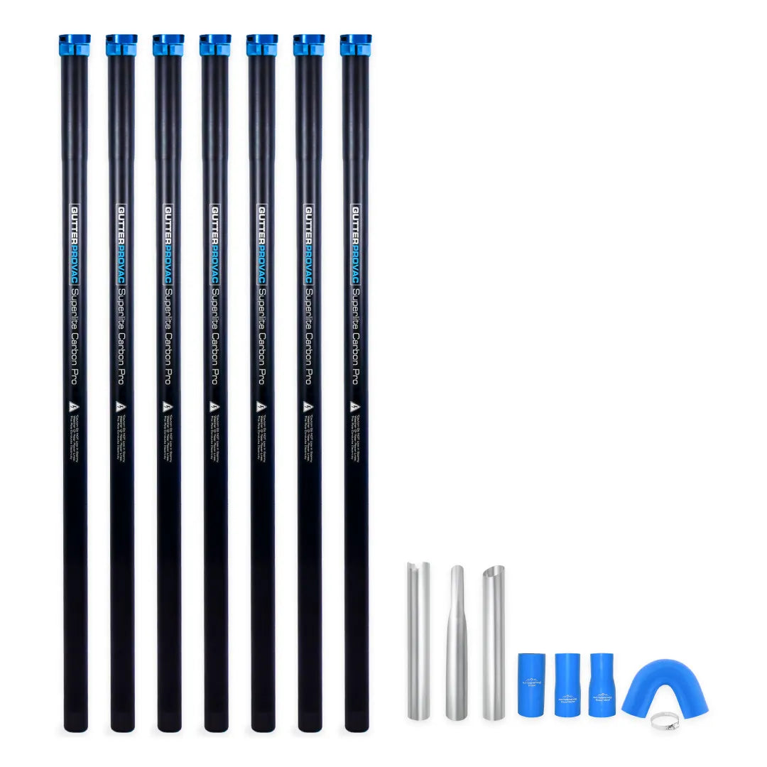 28 Foot Carbon Clamping Gutter Cleaning Poles with Nozzles and Adapters