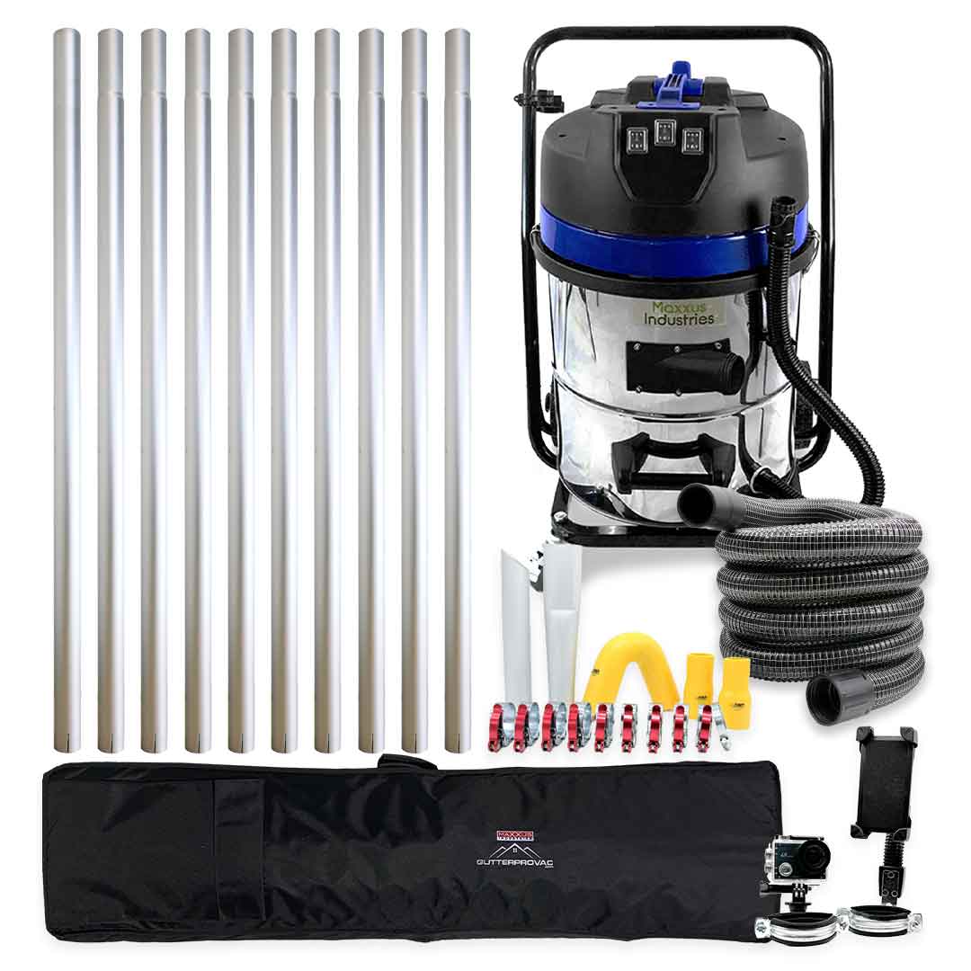 16 Gallon Classic Cyclone Gutter Vacuum with 40 Foot Aluminum Gutter Poles, 25ft Hose, Pole Bag and Inspection Camera